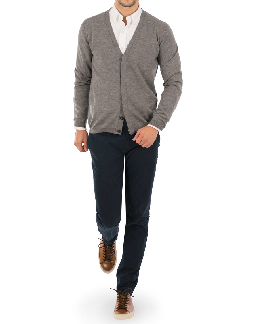 Herre | Gensere | J.Lindeberg | Lyon True Merino Cardigan Grey Melange