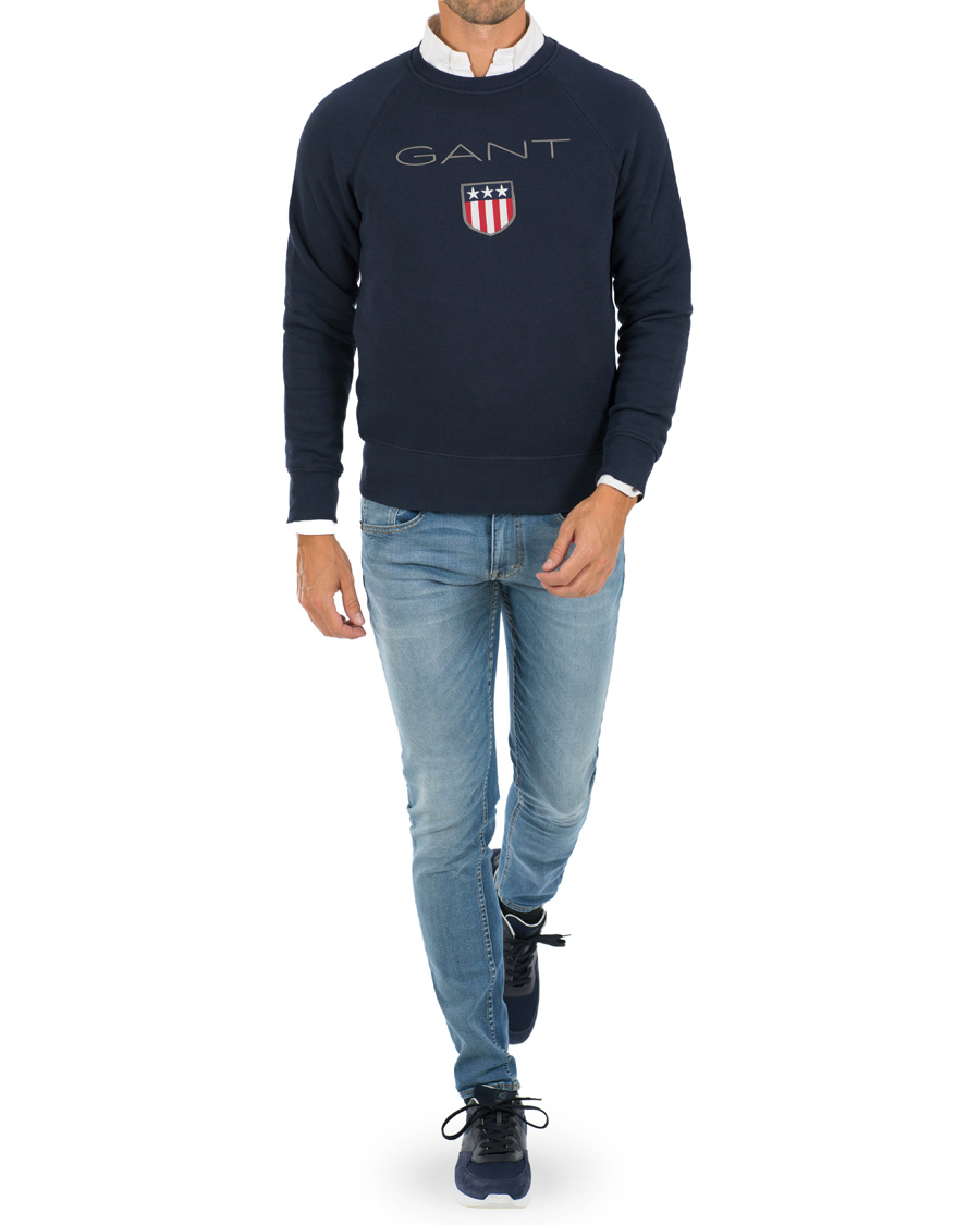 Herre | Gensere | GANT | Shield Crew Neck Sweatshirt Evening Blue