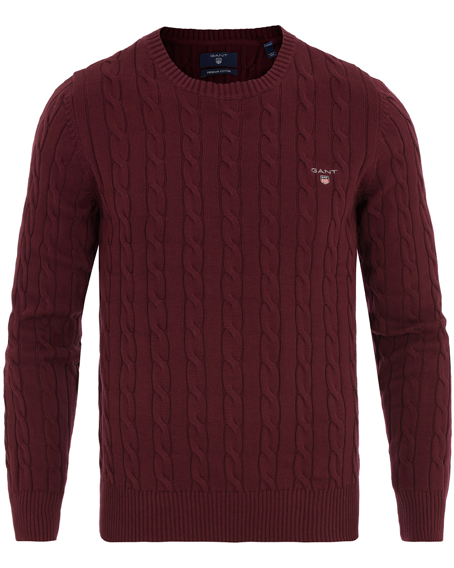 Herre | Gensere | GANT | Cotton Cable Crew Pullover Purple Wine