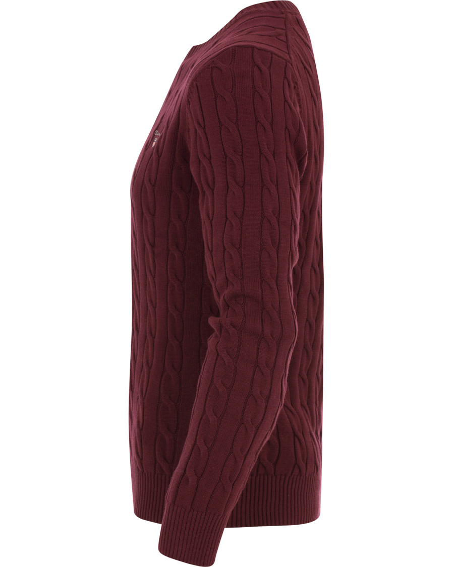Herre | Gensere | GANT | Cotton Cable Crew Pullover Purple Wine