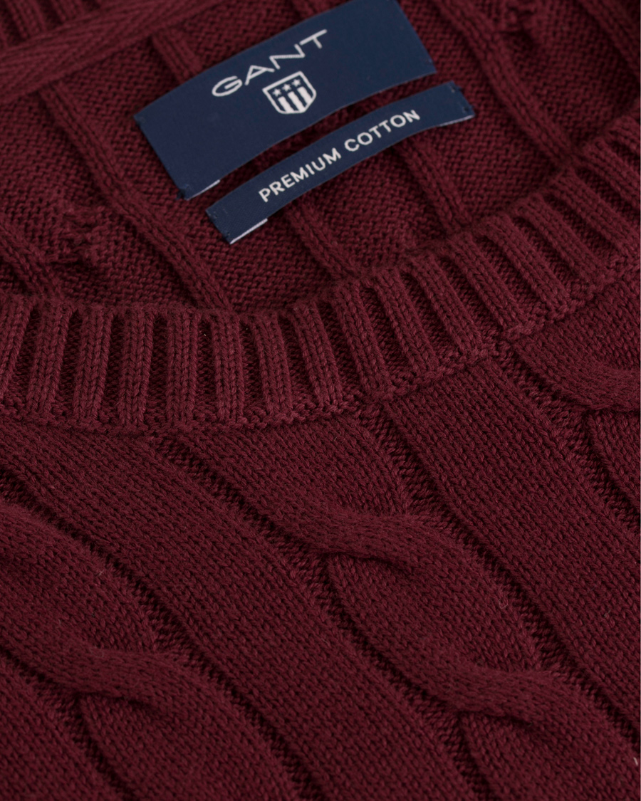 Herre | Gensere | GANT | Cotton Cable Crew Pullover Purple Wine