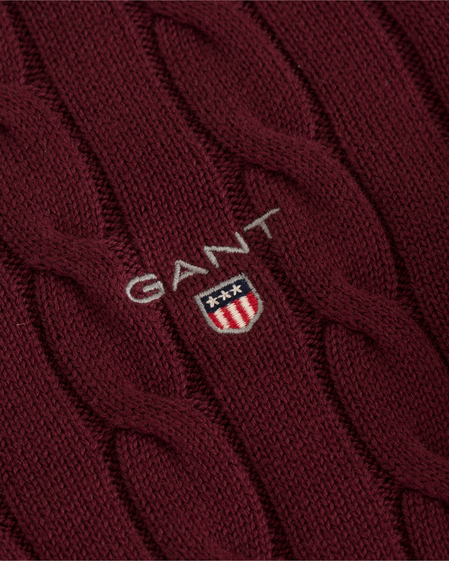 Herre | Gensere | GANT | Cotton Cable Crew Pullover Purple Wine