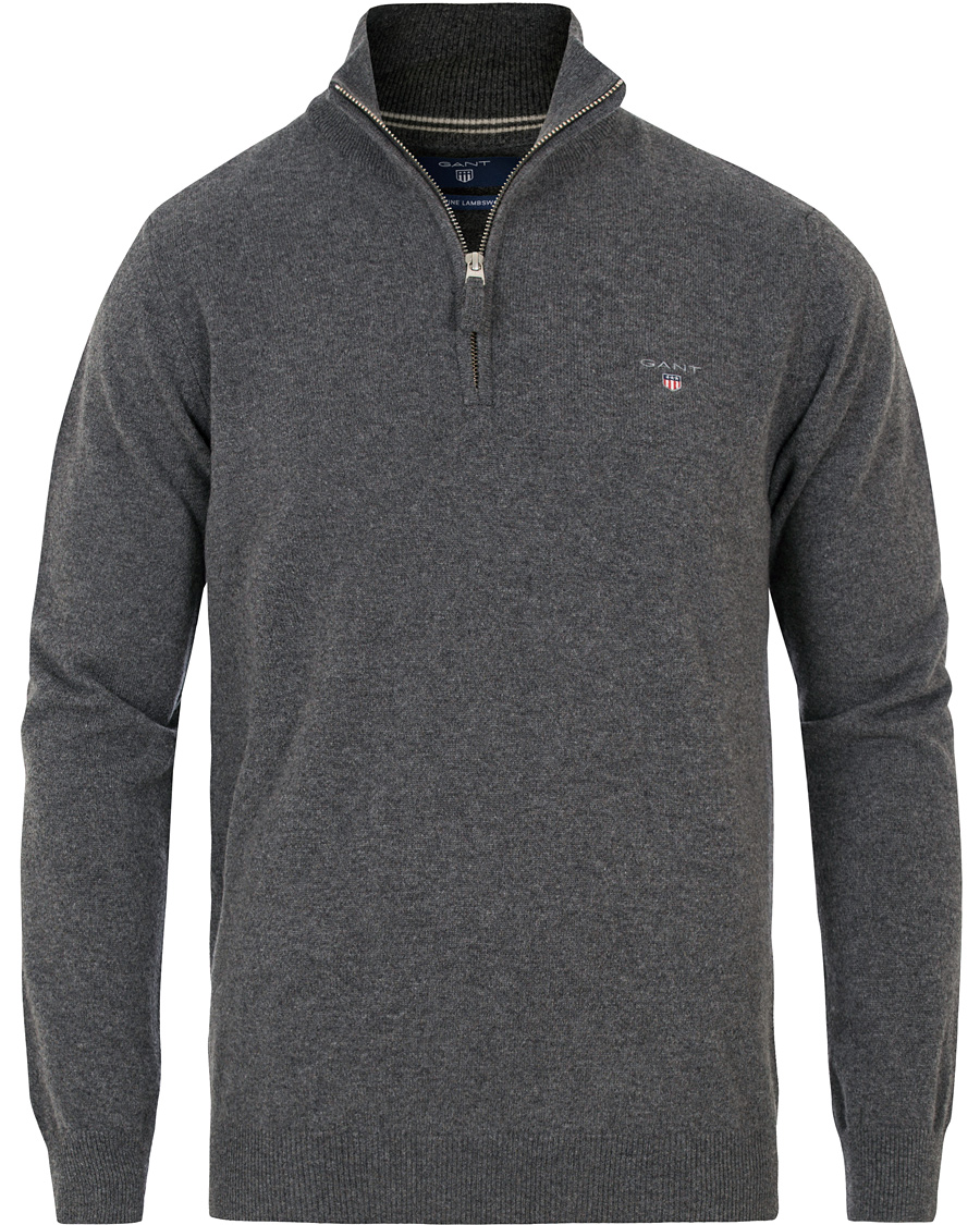 Herre | Gensere | GANT | Super Fine Lambswool Half Zip Antracite Melange