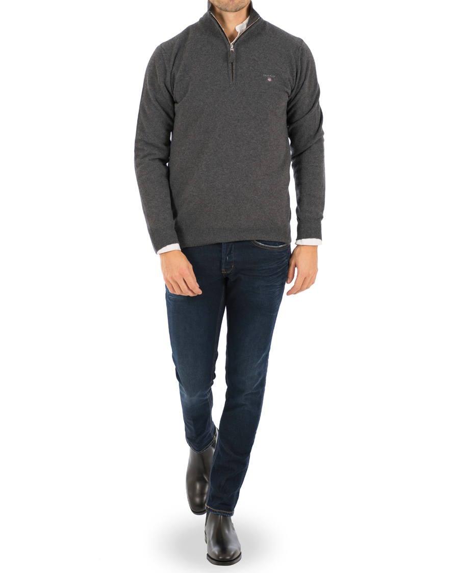 Herre | Gensere | GANT | Super Fine Lambswool Half Zip Antracite Melange