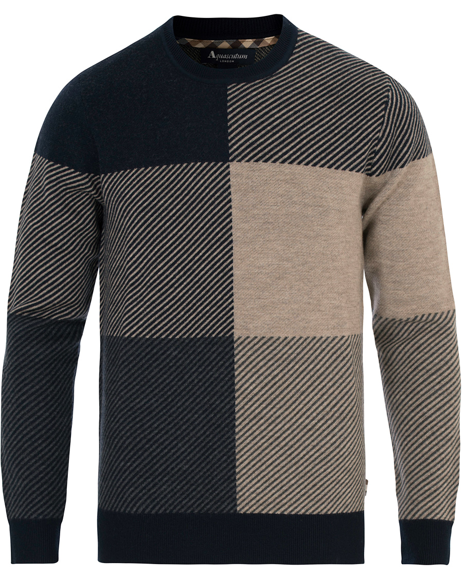 Herre | Gensere | Aquascutum | Clapton Large Check Knit Navy