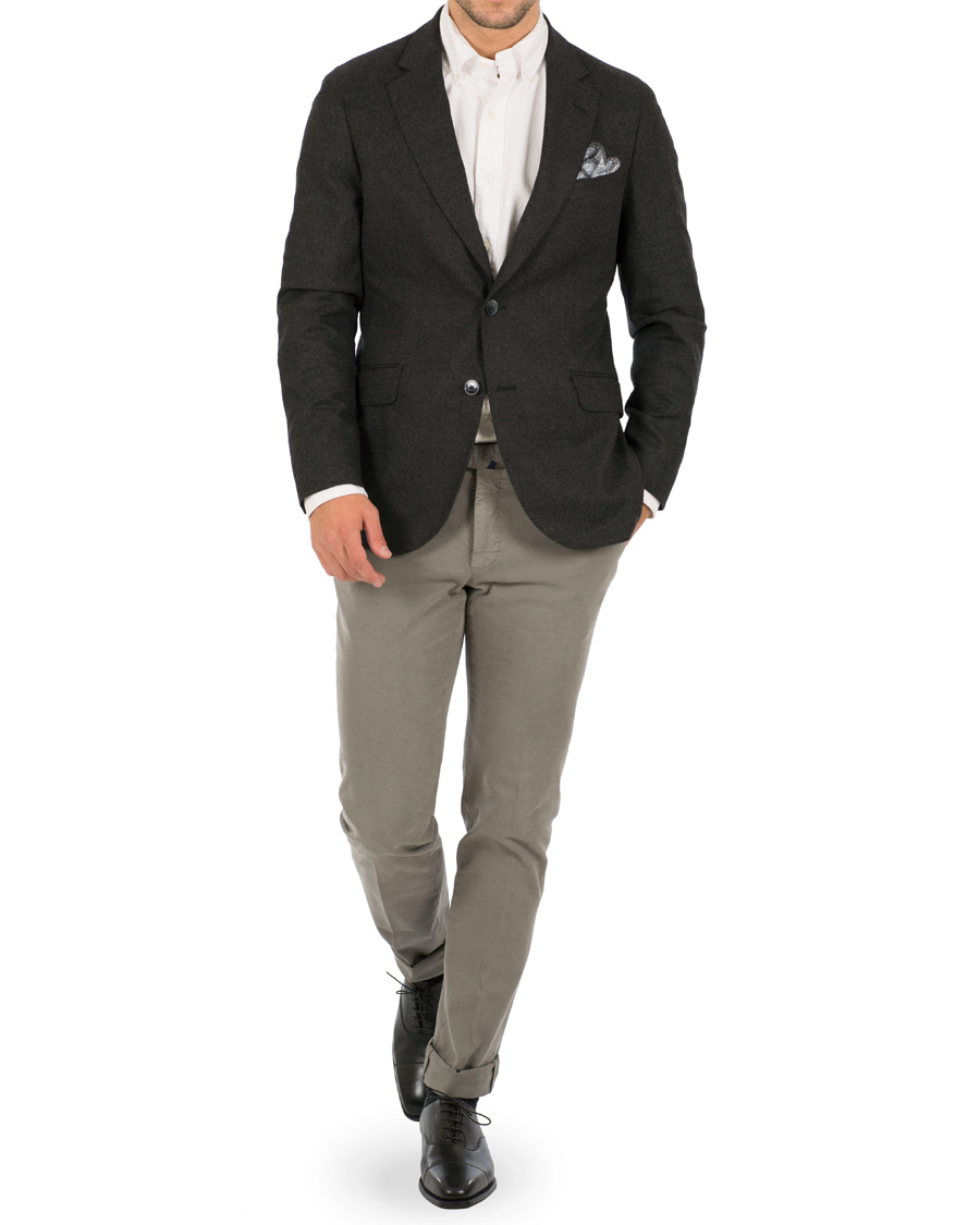 Herre | Dressjakker | Hackett | Solid Flannel Suede Elbow Patch Blazer Grey