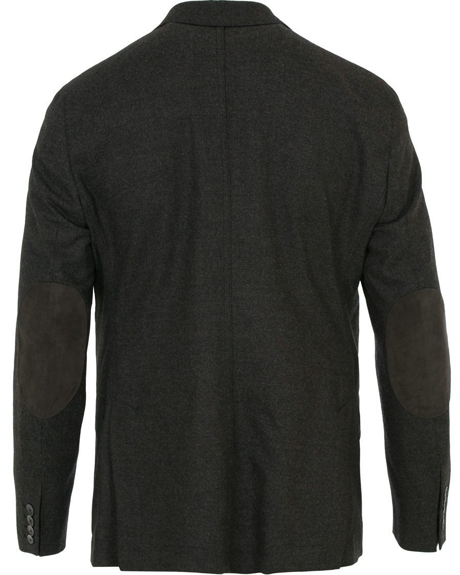 Herre | Dressjakker | Hackett | Solid Flannel Suede Elbow Patch Blazer Grey