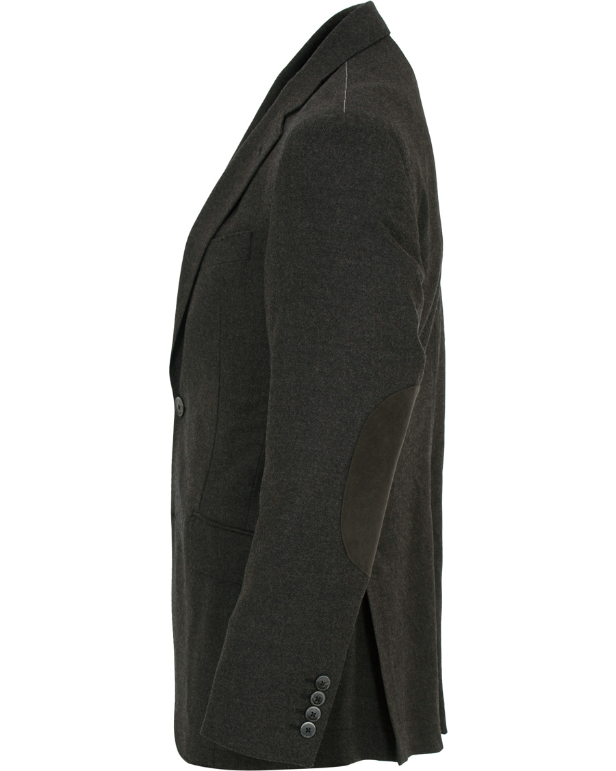 Herre | Dressjakker | Hackett | Solid Flannel Suede Elbow Patch Blazer Grey