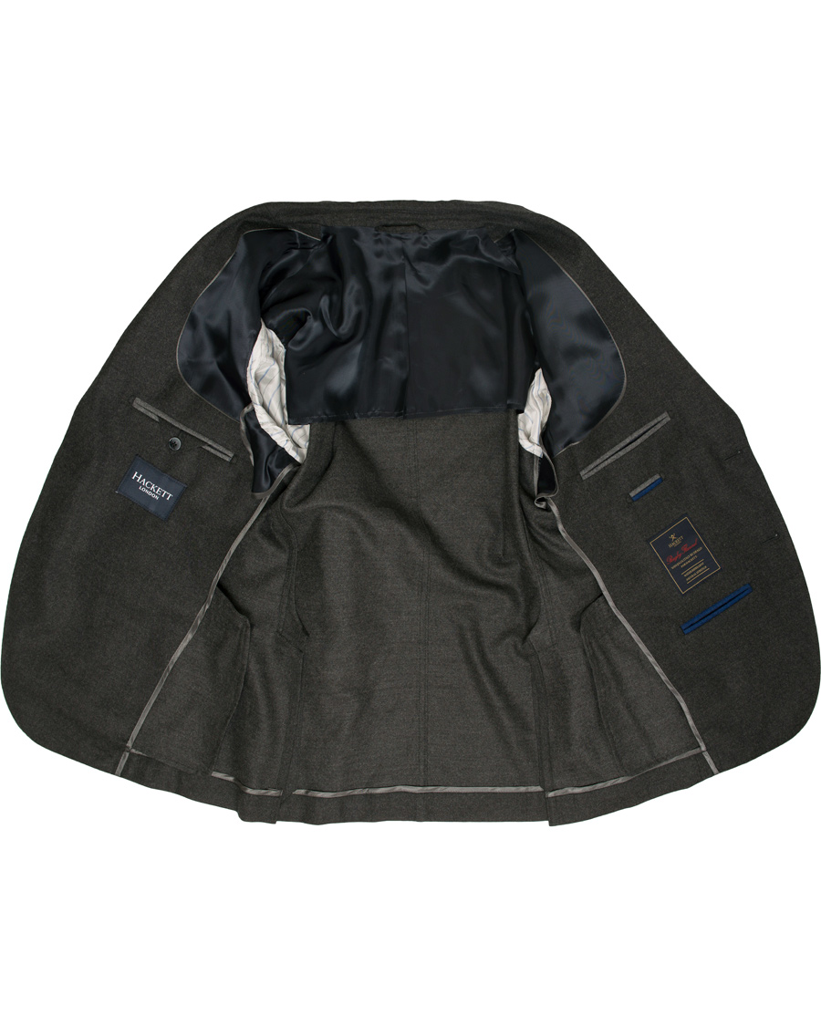 Herre | Dressjakker | Hackett | Solid Flannel Suede Elbow Patch Blazer Grey