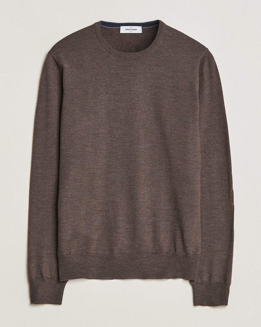 Herre | Gensere | Gran Sasso | Merino Fashion Fit Crew Neck Pullover Brown