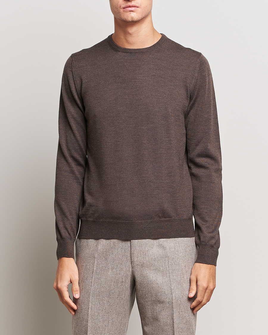 Herre | Gensere | Gran Sasso | Merino Fashion Fit Crew Neck Pullover Brown