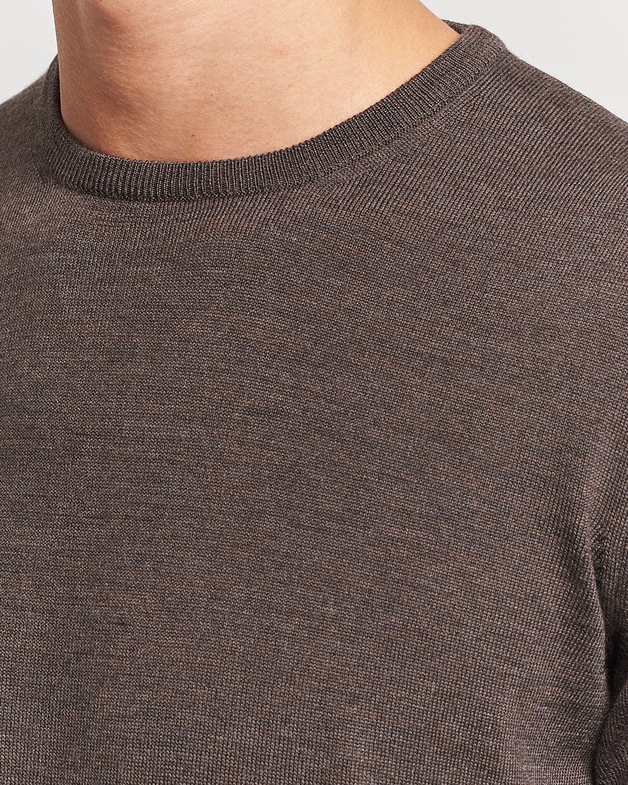 Herre | Gensere | Gran Sasso | Merino Fashion Fit Crew Neck Pullover Brown