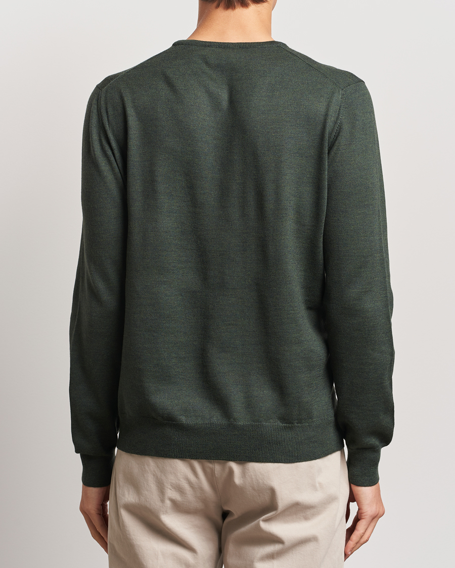 Herre | Gensere | Gran Sasso | Merino Fashion Fit Crew Neck Pullover Olive Green