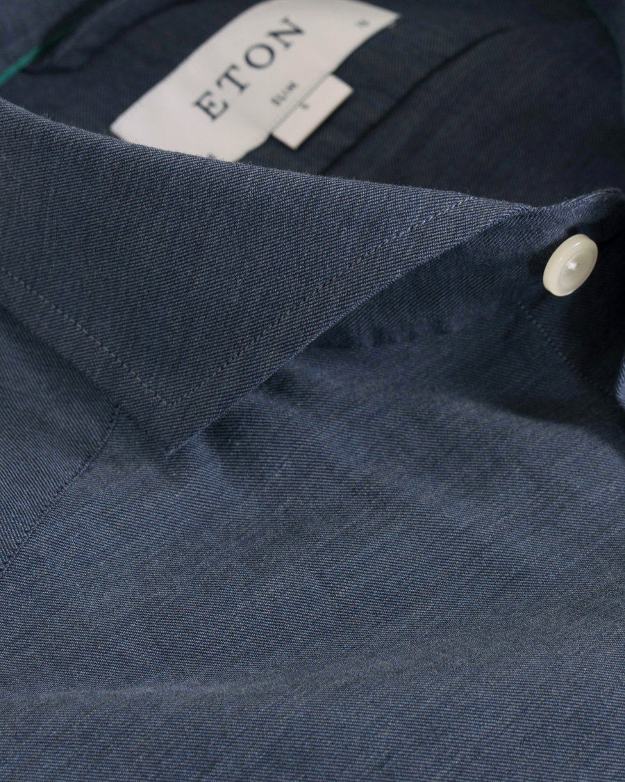 Herre | Skjorter | Eton | Slim Fit Flannel Shirt Dark Blue