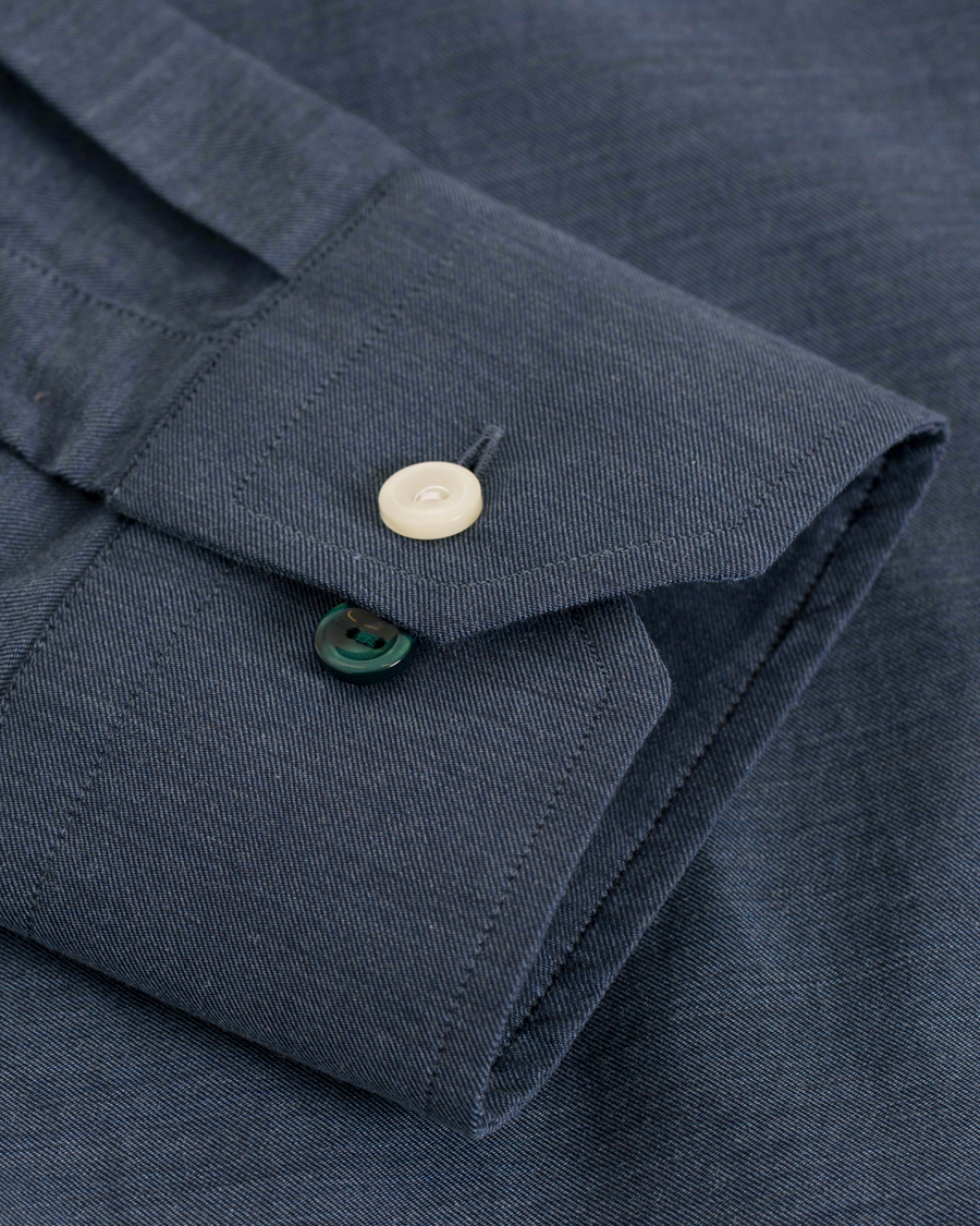 Herre | Skjorter | Eton | Slim Fit Flannel Shirt Dark Blue