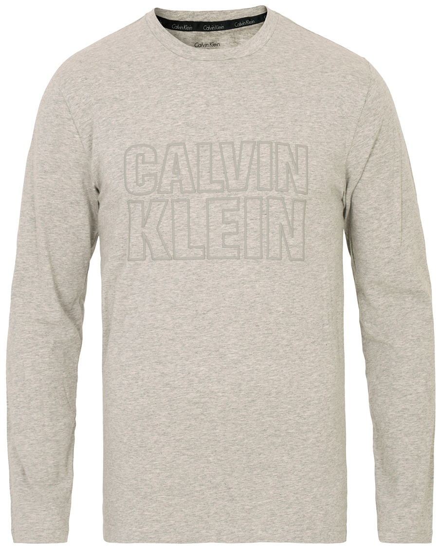 Herre | T-Shirts | Calvin Klein | Jeans Logo Long Sleeve Crew Neck Tee Grey