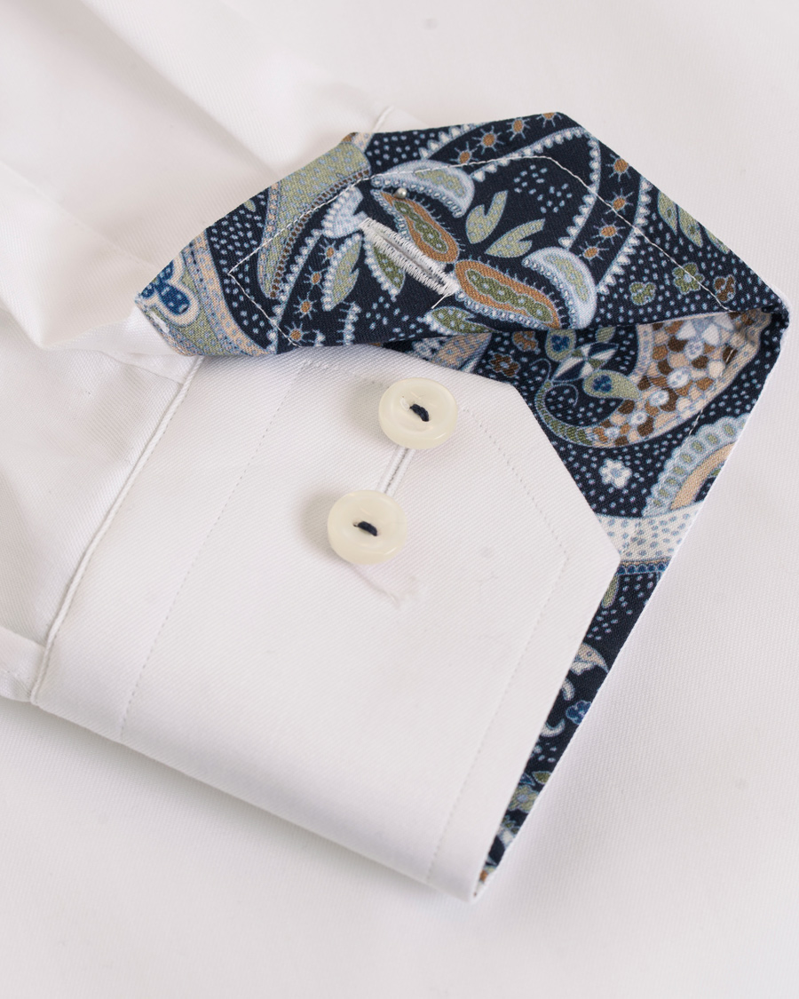 Herre | Skjorter | Eton | Super Sim Contrast Flower Shirt White
