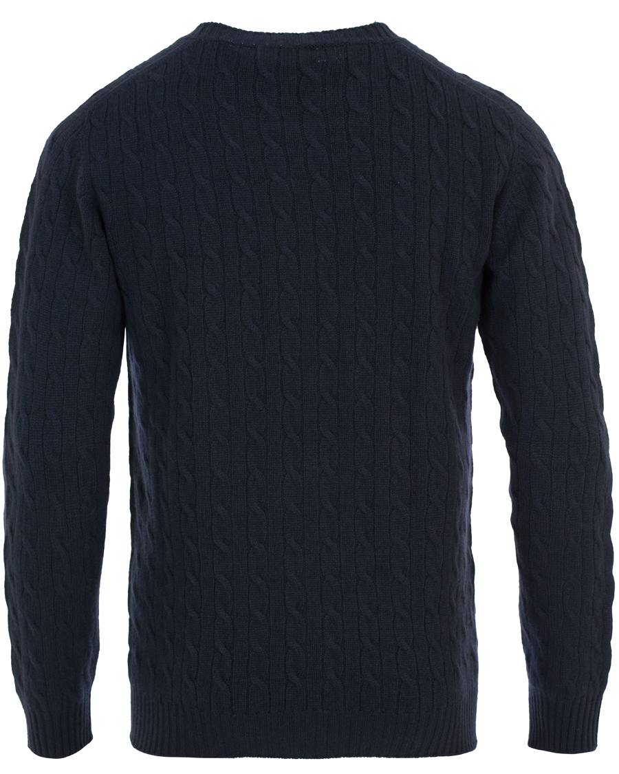 Herre | Gensere | Johnstons of Elgin | Cashmere Cable Crew Neck Navy