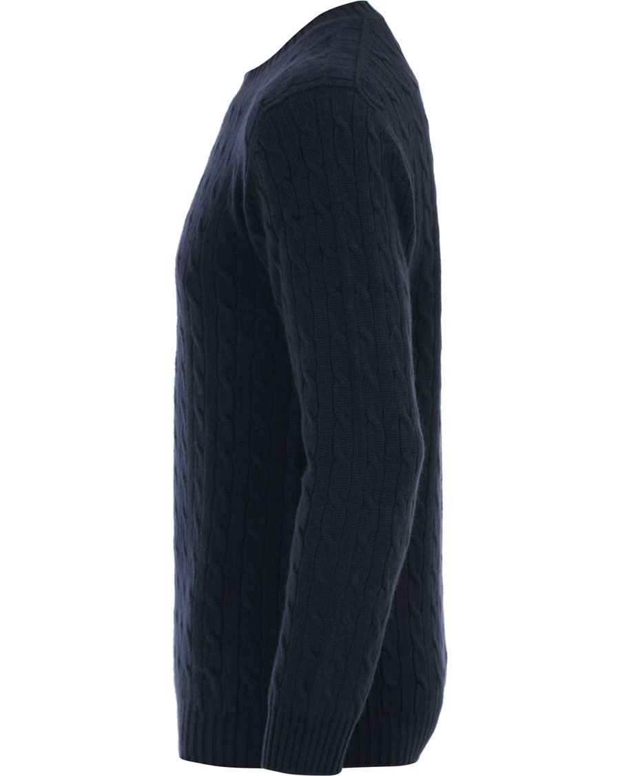 Herre | Gensere | Johnstons of Elgin | Cashmere Cable Crew Neck Navy