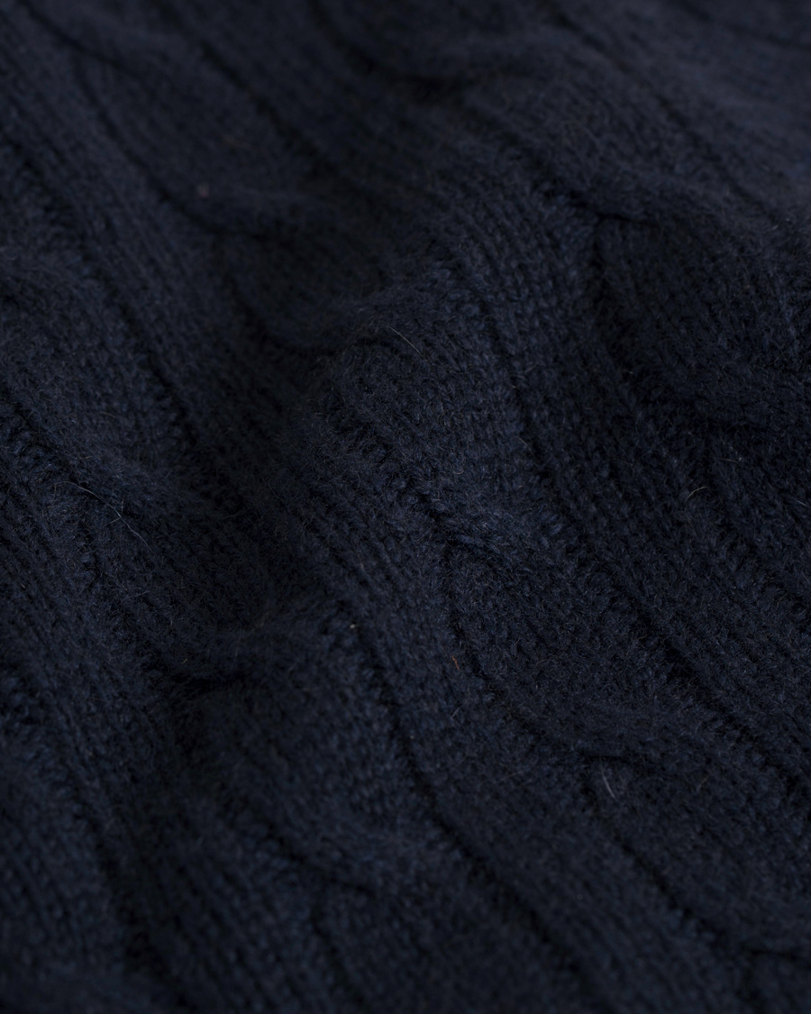 Herre | Gensere | Johnstons of Elgin | Cashmere Cable Crew Neck Navy