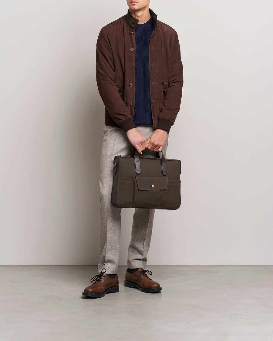 Herre | Avdelinger | Mismo | M/S Canvas Briefcase Army/Dark Brown