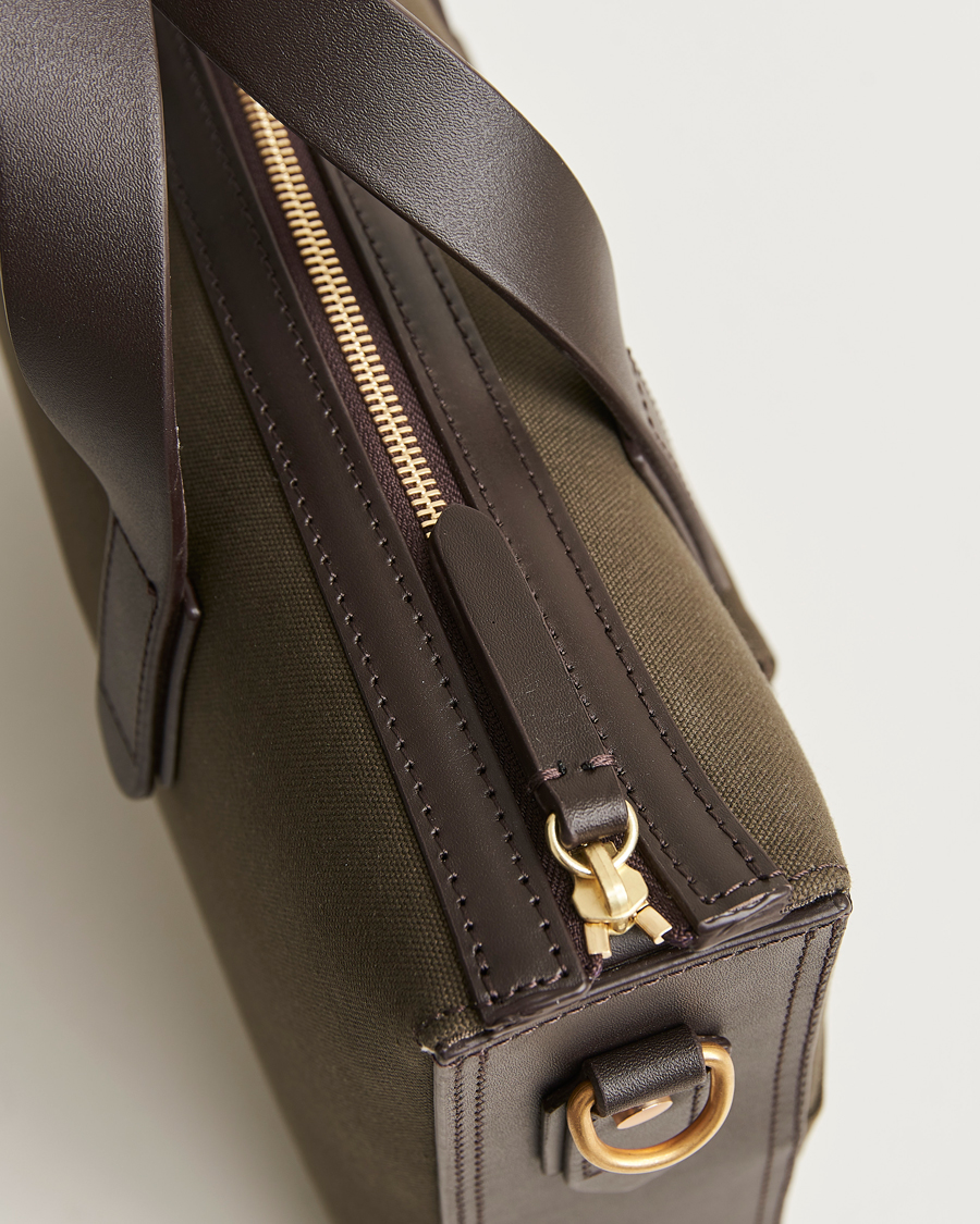 Herre | Mismo M/S Canvas Briefcase Army/Dark Brown | Mismo | M/S Canvas Briefcase Army/Dark Brown