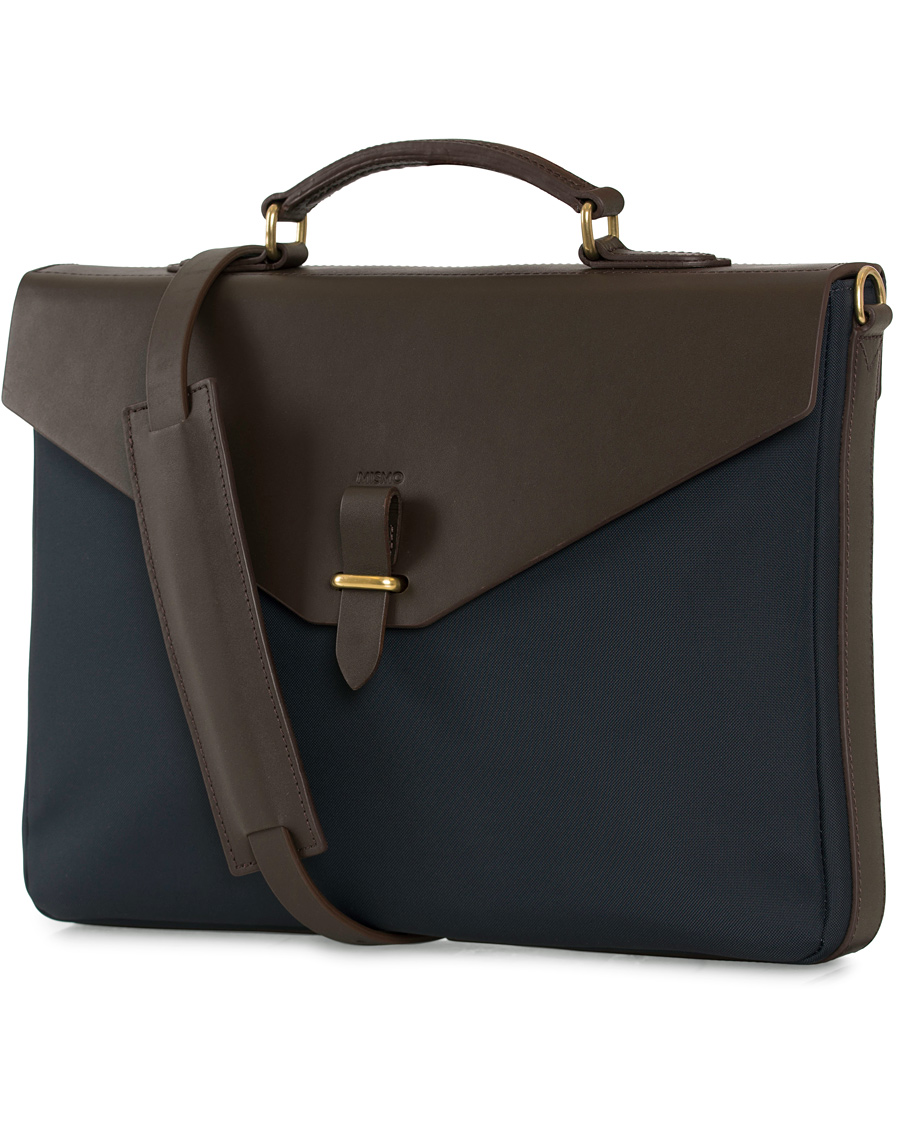 Herre | Mismo M/S Bureau Nylon Briefcase Navy/Dark Brown | Mismo | M/S Bureau Nylon Briefcase Navy/Dark Brown
