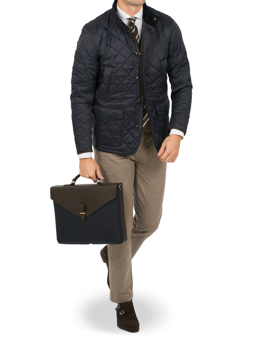 Herre | Mismo M/S Bureau Nylon Briefcase Navy/Dark Brown | Mismo | M/S Bureau Nylon Briefcase Navy/Dark Brown