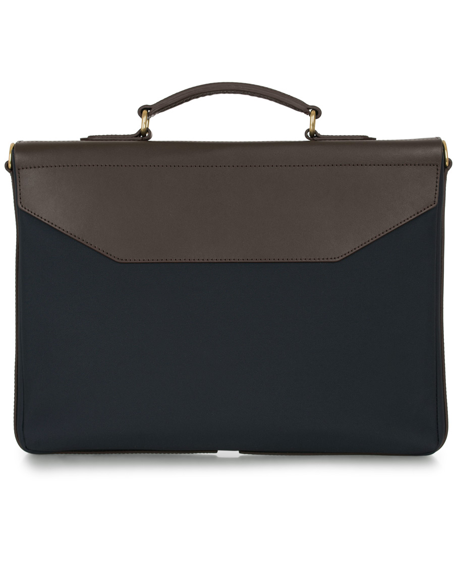 Herre | Mismo M/S Bureau Nylon Briefcase Navy/Dark Brown | Mismo | M/S Bureau Nylon Briefcase Navy/Dark Brown