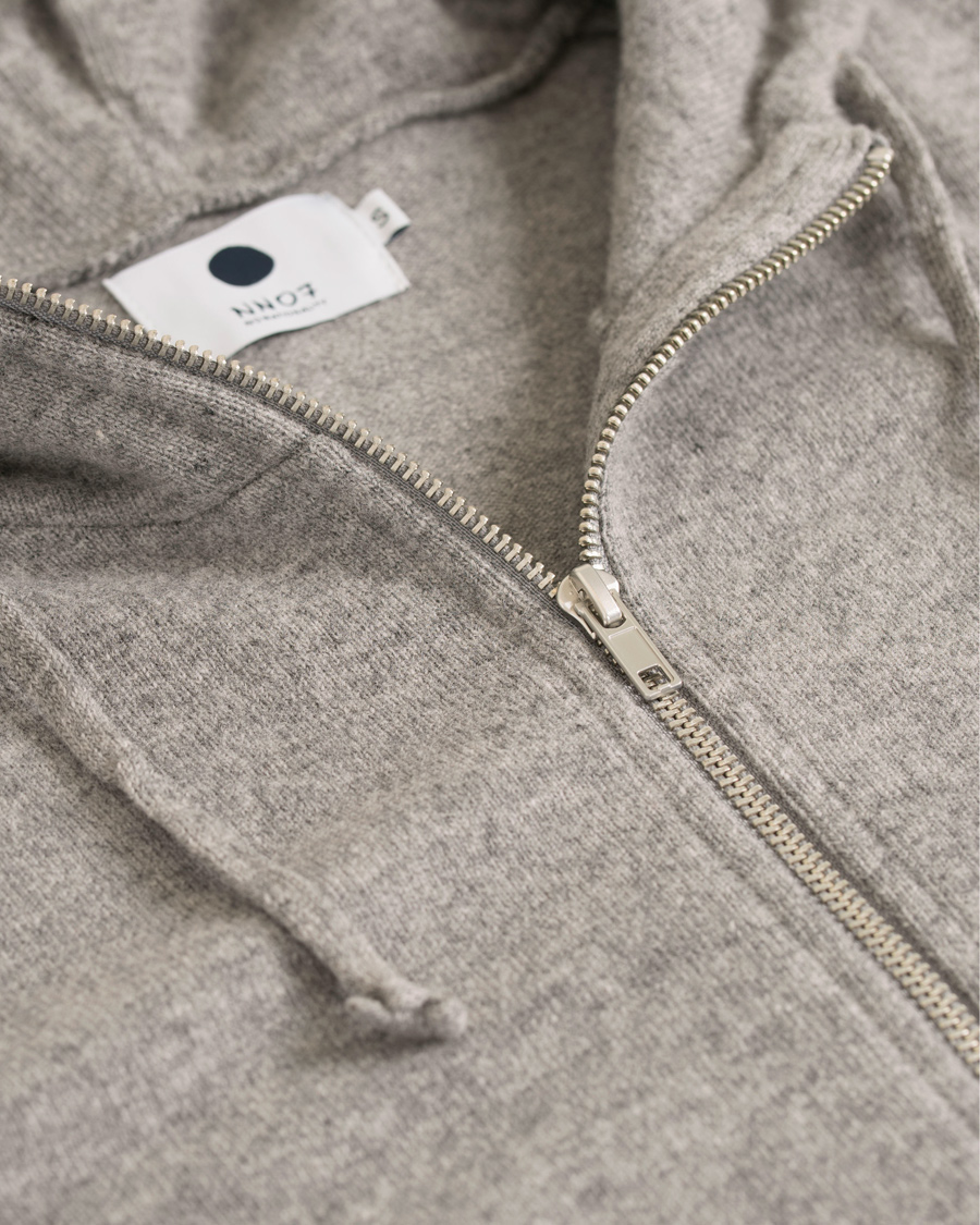 Herre | Gensere | NN07 | Wool Full Zip Hoodie Light Grey