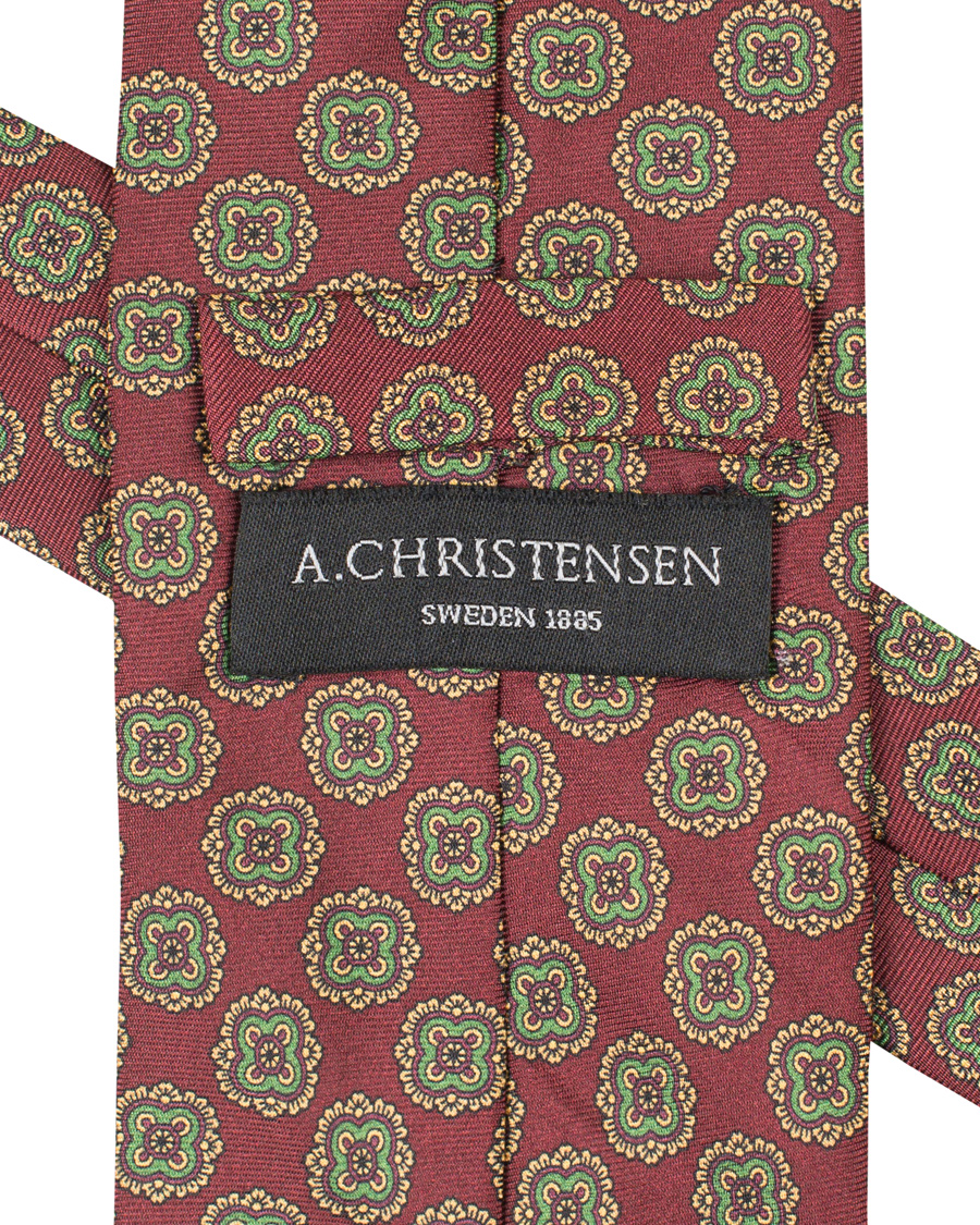 Herre | Amanda Christensen Silk Printed Medallion 8 cm Tie Wine Red | Amanda Christensen | Silk Printed Medallion 8 cm Tie Wine Red