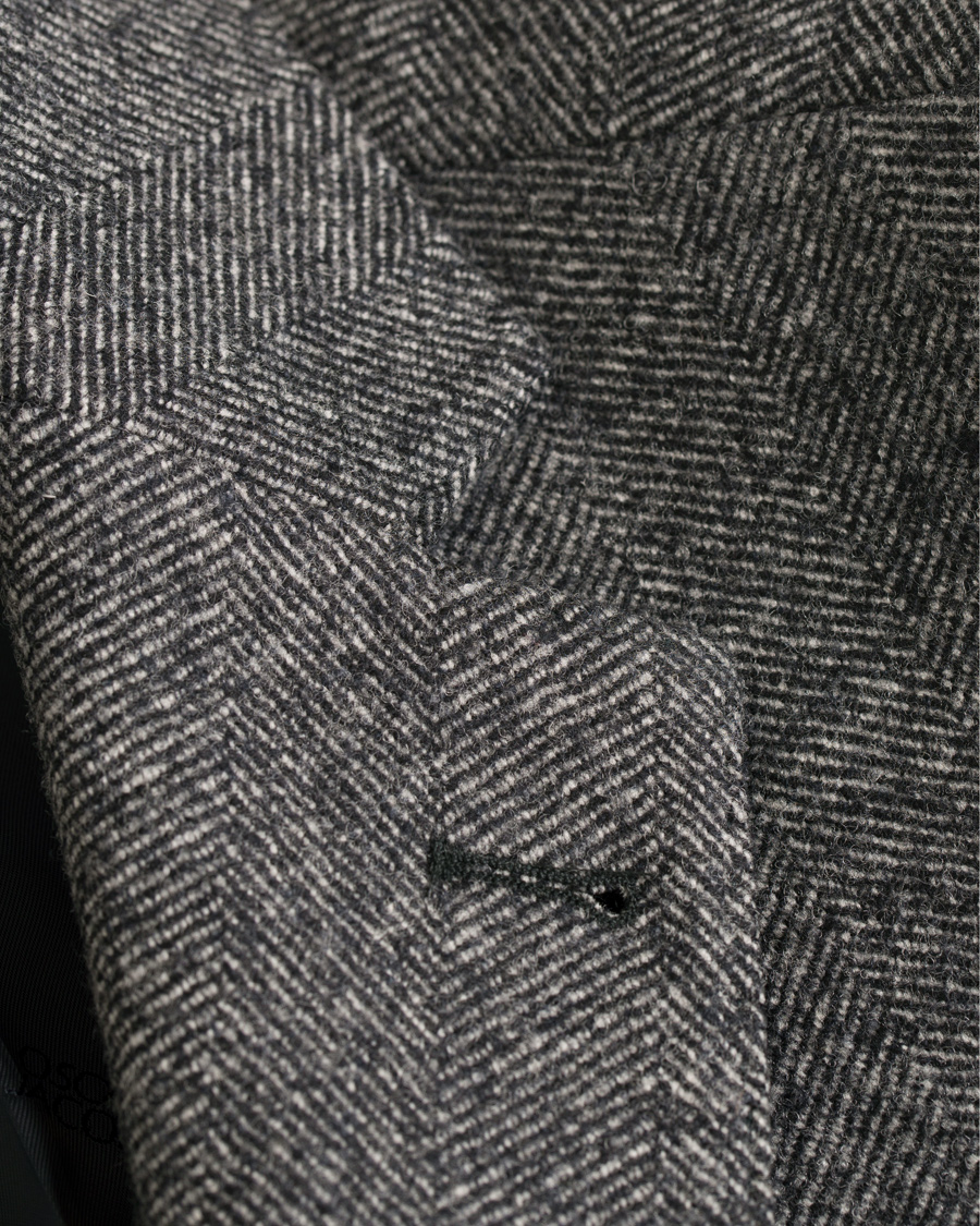 Herre | Jakker | Oscar Jacobson | Savile Row Herringbone Wool Coat Grey