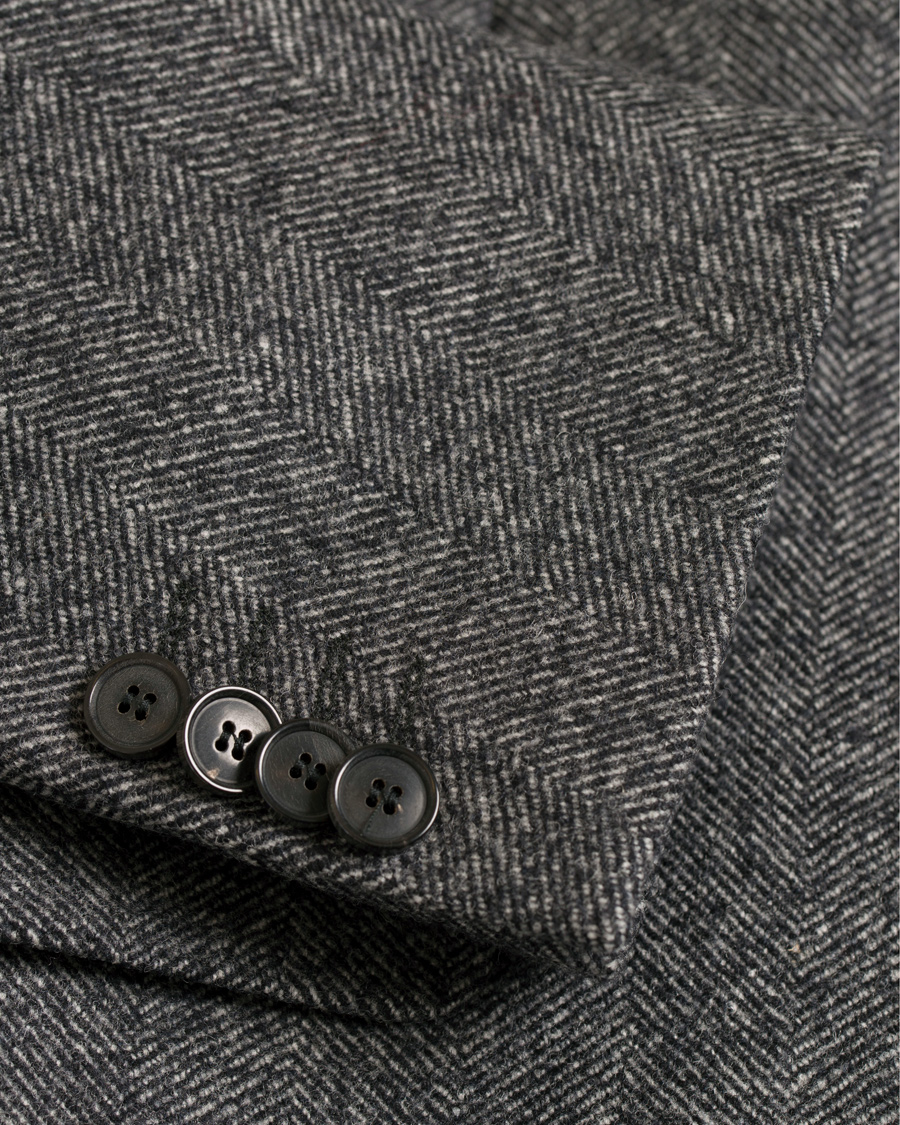 Herre | Jakker | Oscar Jacobson | Savile Row Herringbone Wool Coat Grey