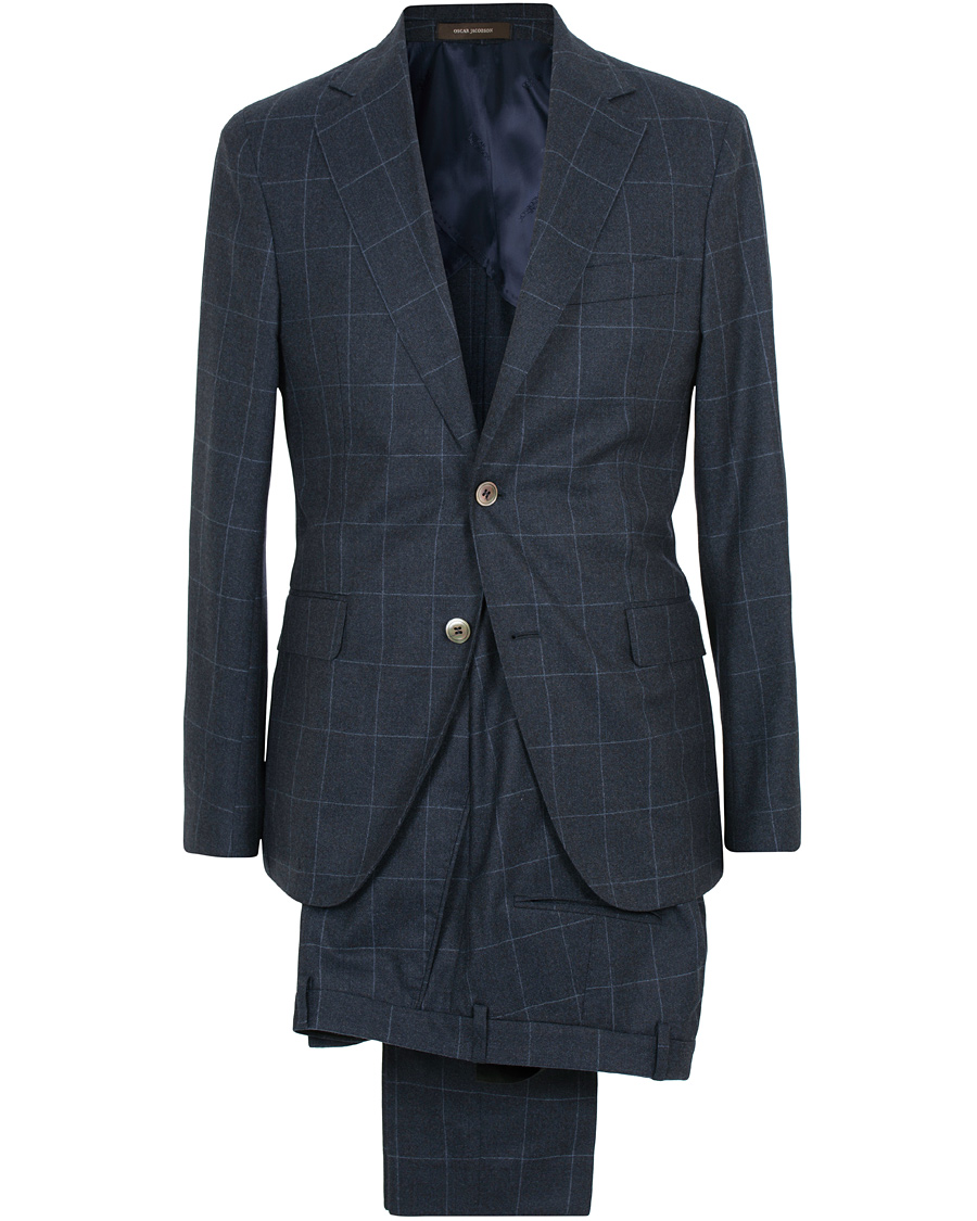 Herre | Dresser | Oscar Jacobson | Egel Wool Check Suit Navy