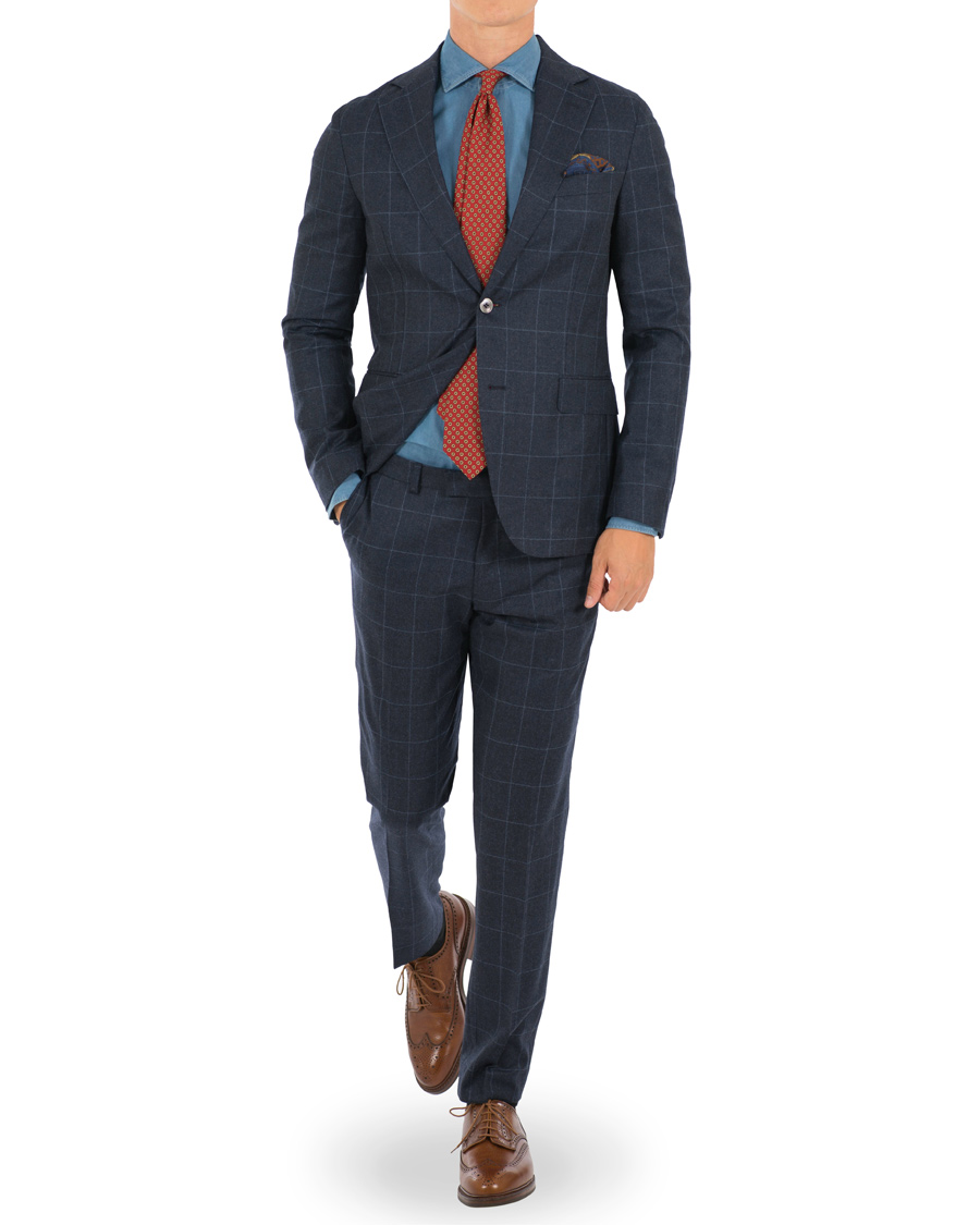 Herre | Dresser | Oscar Jacobson | Egel Wool Check Suit Navy