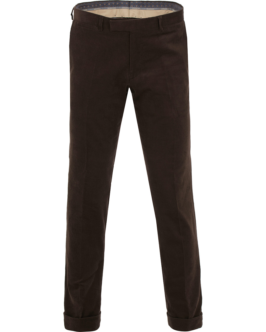 Herre | Bukser | Oscar Jacobson | Dean Turn Up Corduroy Trousers Dark Brown