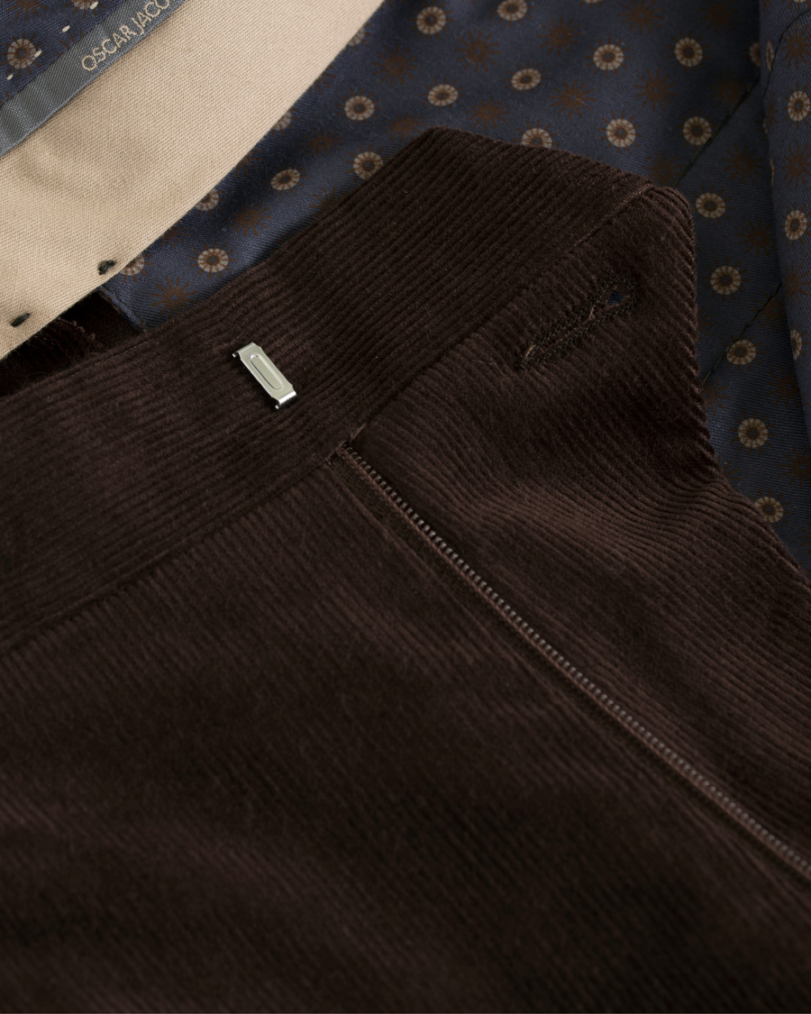 Herre | Bukser | Oscar Jacobson | Dean Turn Up Corduroy Trousers Dark Brown