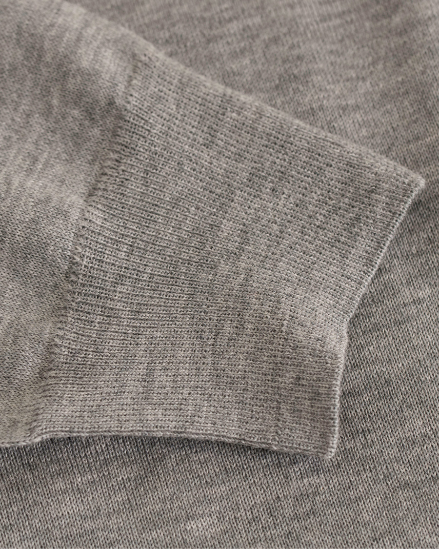 Herre | Gensere | Oscar Jacobson | Ruben Long Sleeve Merino Poloshirt Grey Melange