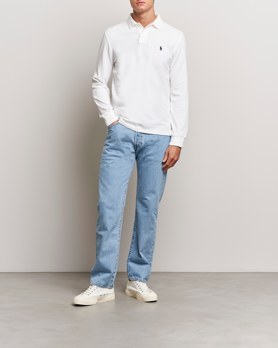 Herre | Pikéer | Polo Ralph Lauren | Custom Slim Fit Long Sleeve Polo White