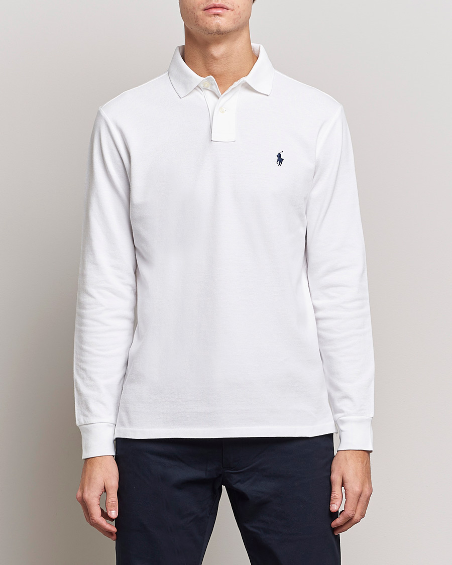 Herre | Pikéer | Polo Ralph Lauren | Custom Slim Fit Long Sleeve Polo White