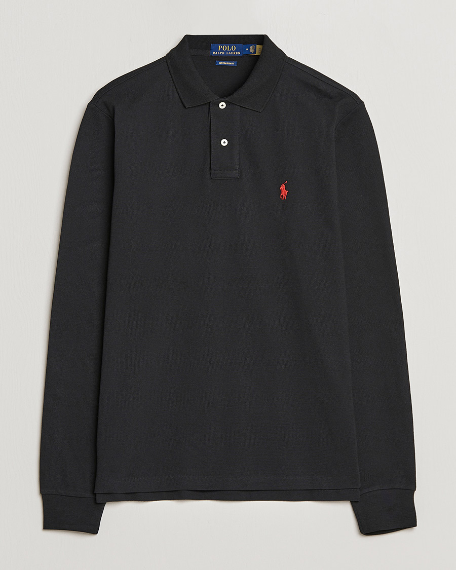 Herre | Pikéer | Polo Ralph Lauren | Custom Slim Fit Long Sleeve Polo Polo Black