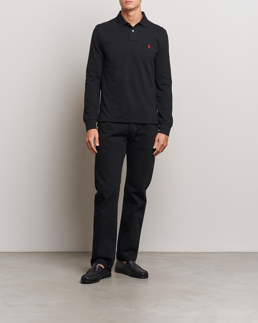 Herre | Pikéer | Polo Ralph Lauren | Custom Slim Fit Long Sleeve Polo Polo Black