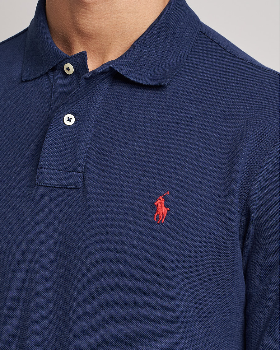 Herre | Pikéer | Polo Ralph Lauren | Custom Slim Fit Long Sleeve Polo Newport Navy