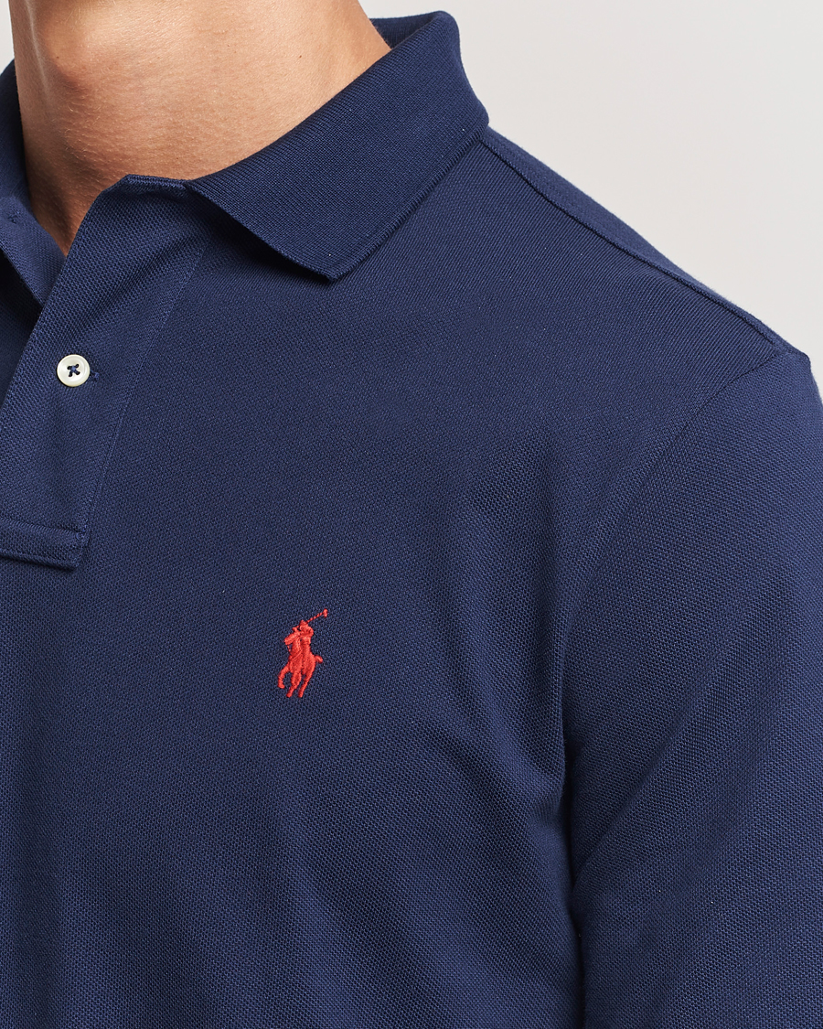 Herre | Pikéer | Polo Ralph Lauren | Custom Slim Fit Long Sleeve Polo Newport Navy