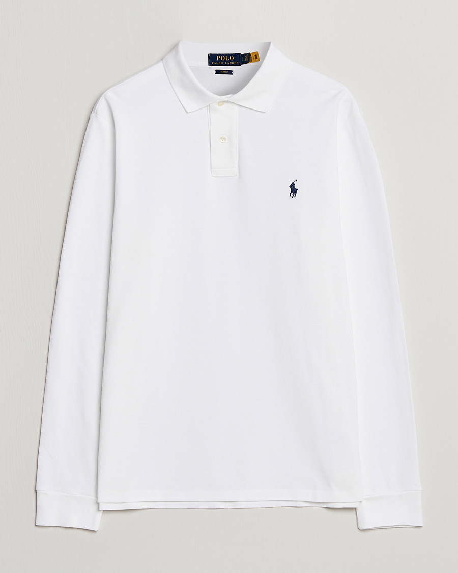 Herre | Pikéer | Polo Ralph Lauren | Slim Fit Long Sleeve Polo White