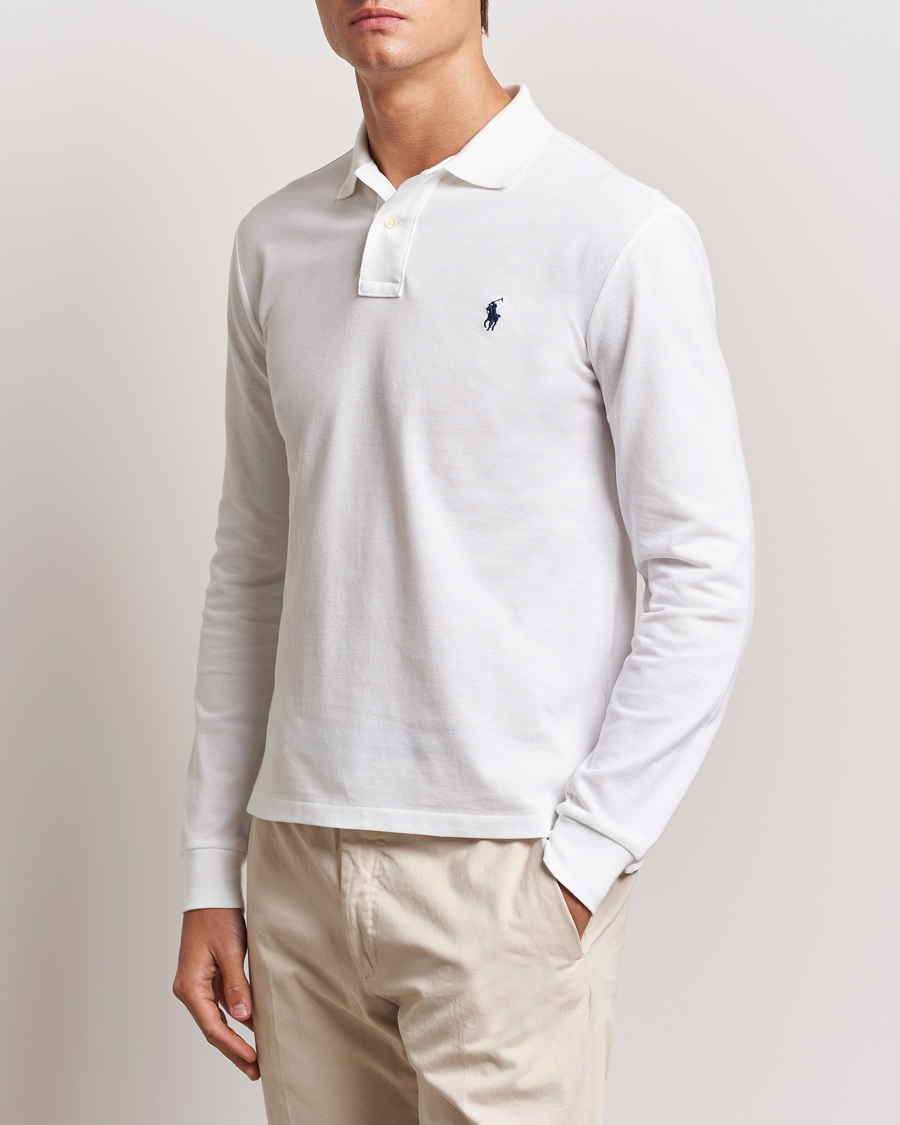 Herre | Pikéer | Polo Ralph Lauren | Slim Fit Long Sleeve Polo White