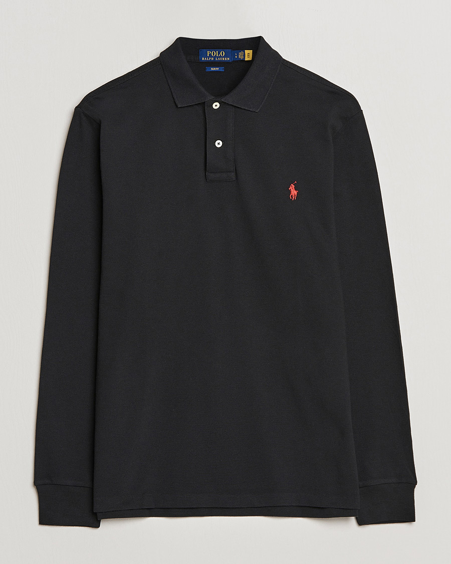 Herre | Pikéer | Polo Ralph Lauren | Slim Fit Long Sleeve Polo Polo Black