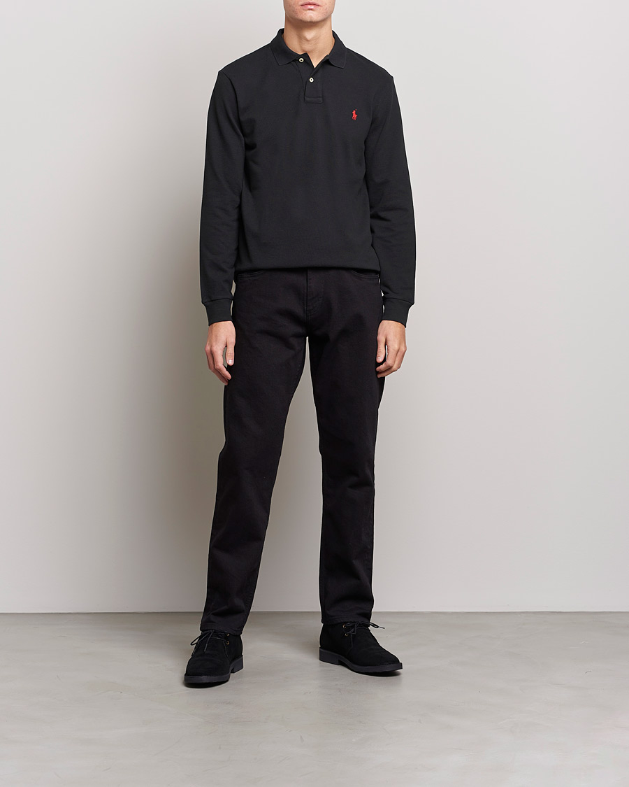Herre | Pikéer | Polo Ralph Lauren | Slim Fit Long Sleeve Polo Polo Black