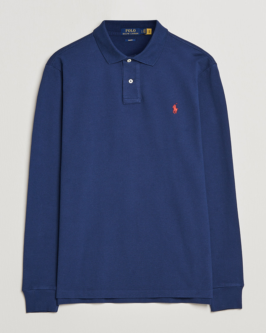 Herre | Pikéer | Polo Ralph Lauren | Slim Fit Long Sleeve Polo Newport Navy