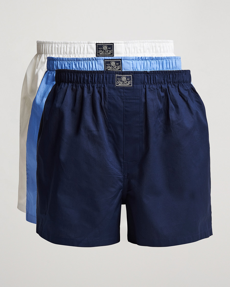 Herre | Undertøy | Polo Ralph Lauren | 3-Pack Woven Boxer White/Blue/Navy